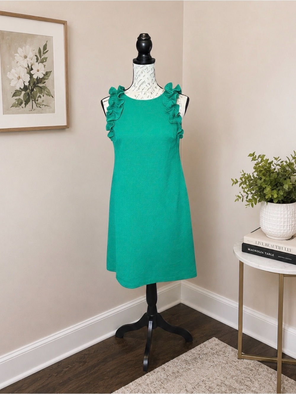 Vince Camuto Green Ruffle Mini Dress Size 6 NWT